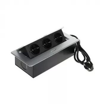 DELTA FPS-3S/CABLE Πολύπριζο επίπλων με 3 πρίζες, καλώδιο 1,5 m, Μαύρο