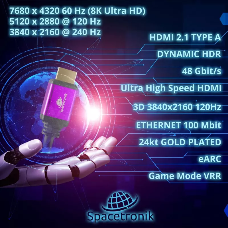 SPACETRONIK Καλώδιο HDMI 2.1 8K 1,5m SH-SPR015