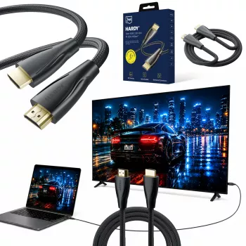 3MK PROTECTION Hardy HDMI 2.1 3m Ultra High Speed 48Gbps 8K60Hz 4K120Hz eARC VRR ALLM Μαύρο