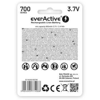 EVERACTIVE 16340 3.7V 700mAh Επαναφορτιζόμενη Μπαταρία Li-Ion με Προστασία Κυκλώματος (1 τεμ.)