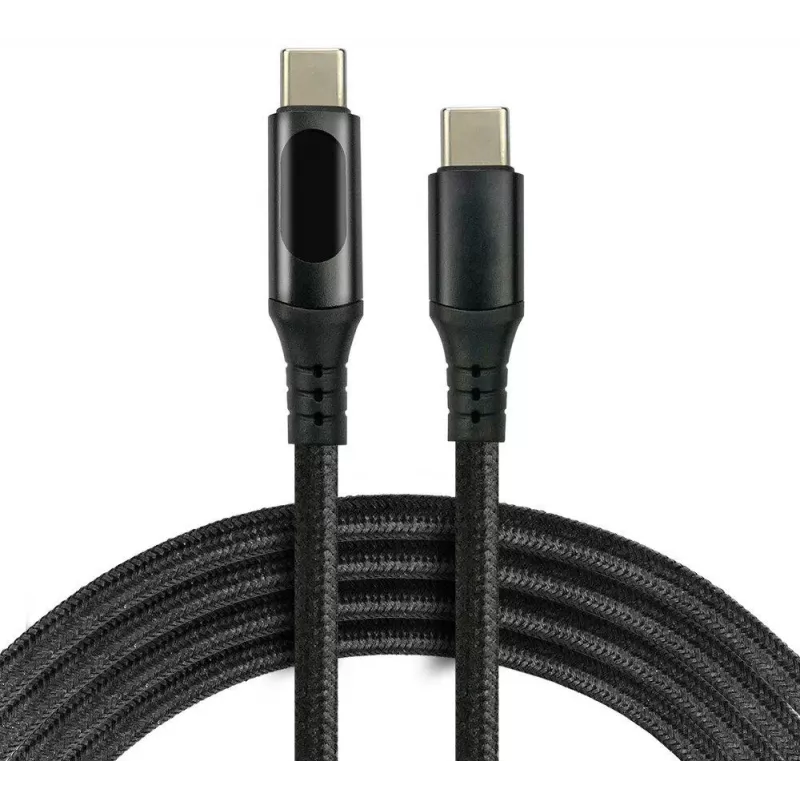 Καλώδιο USB-C σε USB-C με οθόνη LCD ένδειξης ισχύος, 3m, 45W PD, μαύρο