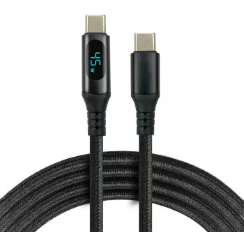 Καλώδιο USB-C σε USB-C με οθόνη LCD ένδειξης ισχύος, 3m, 45W PD, μαύρο