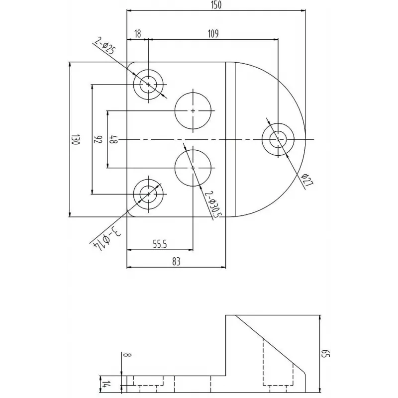PSG 61.191 Στόπερ πόρτας με βίδες (130x150/H65) με λαστιχένια επένδυση