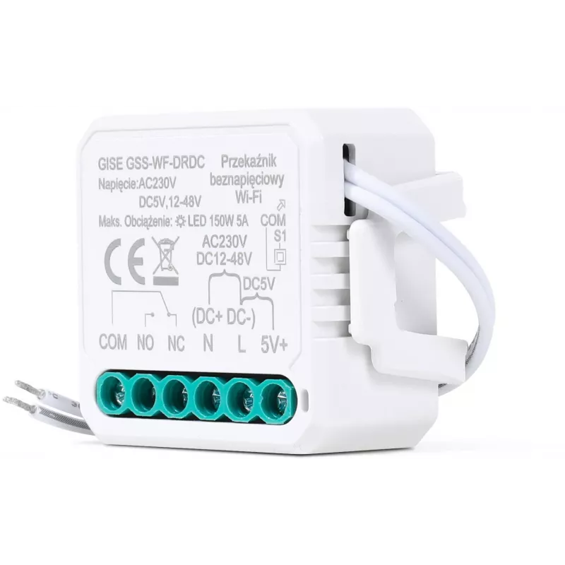 GISE Έξυπνη μονάδα ρελέ WiFi χαμηλής τάσης ενός καναλιού χωρίς δυναμικό | Tuya | GSS-WF-DRDC