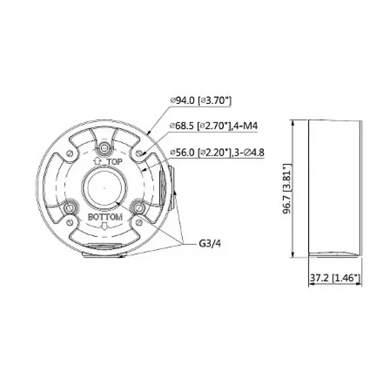 MITON MT-P13A-B Επιτοίχιο κουτί 1 θύρας Keystone Λευκό
