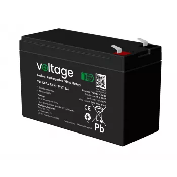 VOLTAGE AGM Μπαταρία 12V 7,2Ah VEL12-7.2 T2 Long Life 15 χρόνια
