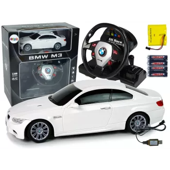 LEAN TOYS τηλεχειριζόμενο BMW M3 λευκό 2.4G τιμόνι Pilot 1:18 ήχος φώτα
