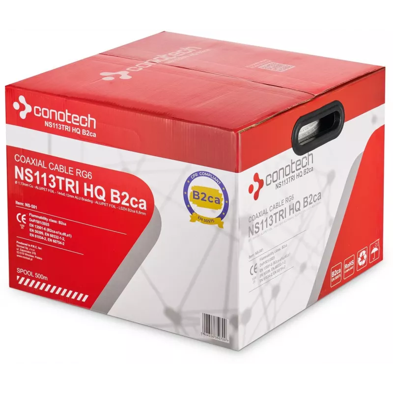 CONOTECH NS-113TRI HQ RG-6 ομοαξονικό καλώδιο LSOH B2ca 500m λευκό