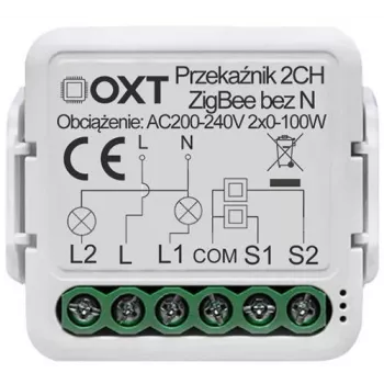 OXT Mini Ρελέ 2 καναλιών χωρίς ουδέτερο ZigBee TUYA T272