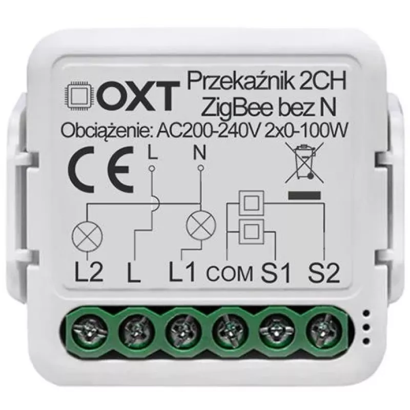 OXT Mini Ρελέ 2 καναλιών χωρίς ουδέτερο ZigBee TUYA T272
