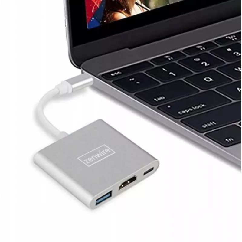 ZENWIRE BYL-2008N 3-in-1 MHL Hub Αντάπτορας USB-C σε HDMI 4K, Space Gray