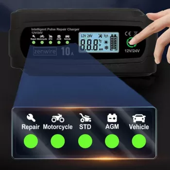 ZENWIRE JMD-10 Smart Φορτιστής μπαταρίας αυτοκινήτου 12V 24V 10A με λειτουργία επισκευής