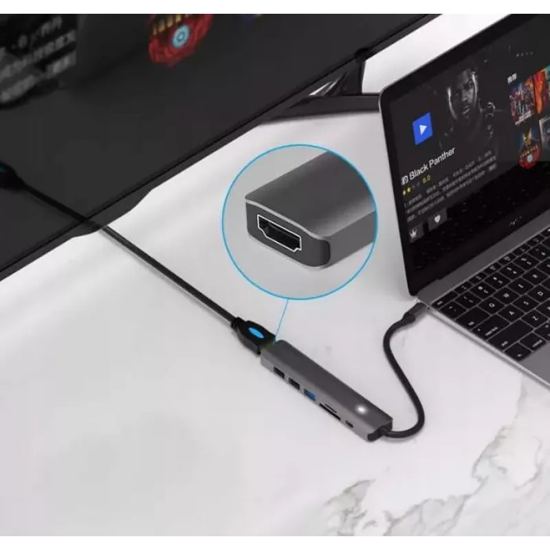 ZENWIRE BS-HC703 USB-C Hub Adapter 7 σε 1 με HDMI 4K, USB 3.0, SD, PD