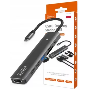 ZENWIRE BS-HC703 USB-C Hub Adapter 7 σε 1 με HDMI 4K, USB 3.0, SD, PD