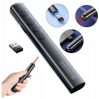 ZENWIRE S9 USB Laser pointer παρουσιάσεων, 2,4 GHz, κόκκινο laser, μαύρο