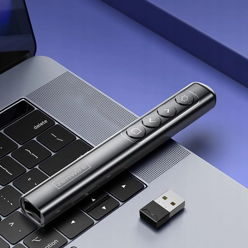 ZENWIRE S9 USB Laser pointer παρουσιάσεων, 2,4 GHz, κόκκινο laser, μαύρο