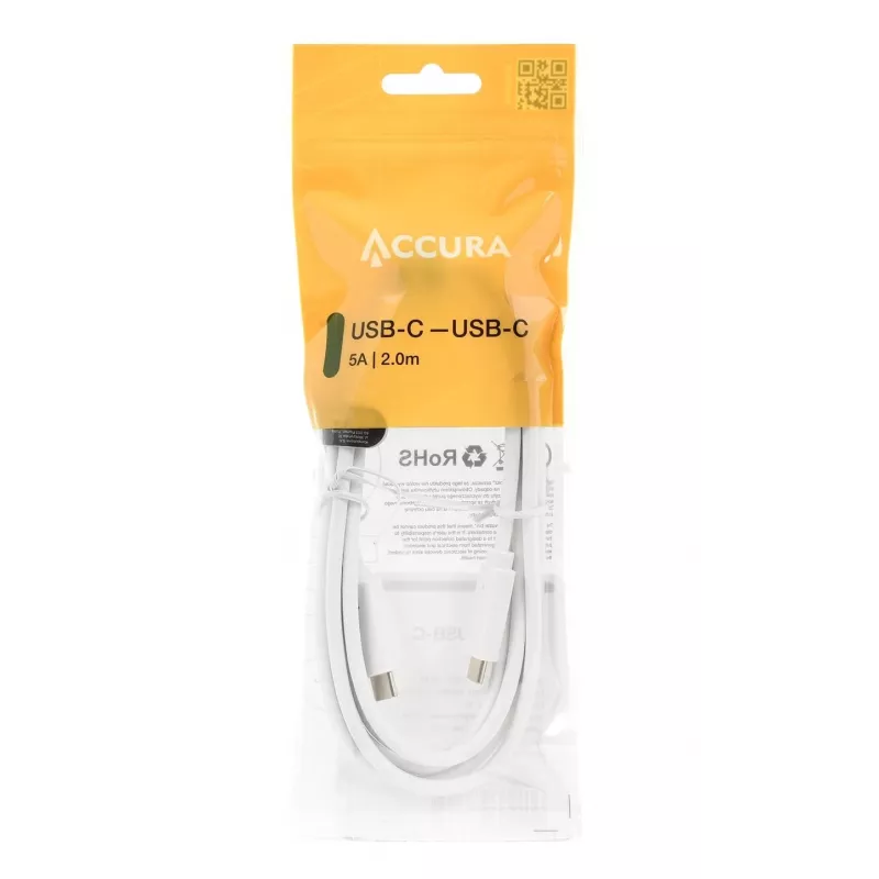 Accura Καλώδιο USB-C σε USB-C 2,0 m 100 W λευκό