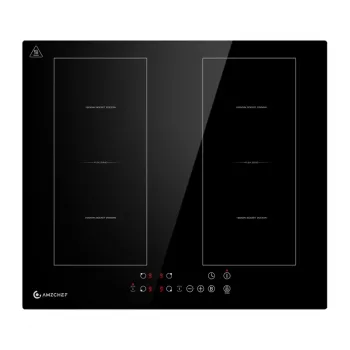 AMZCHEF CE-FS-I72S-FFDD06 επαγωγική εστία, 4 ζώνες, 7200W, χειρισμός αφής, εντοιχιζόμενη, μαύρη κεραμική ύαλος