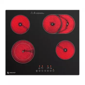 AMZCHEF CE-T-72CB4xyP200-LBHA κεραμική εστία 4 εστιών, χειρισμός αφής, 6500W, μαύρη