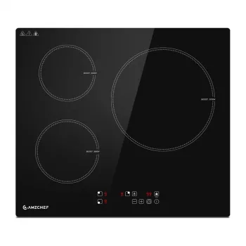AMZCHEF CE-T-74IB3xyzf-CS επαγωγική εστία 3 ζωνών, 7400W, εντοιχιζόμενη, χειρισμός αφής, μαύρη κεραμική ύαλος