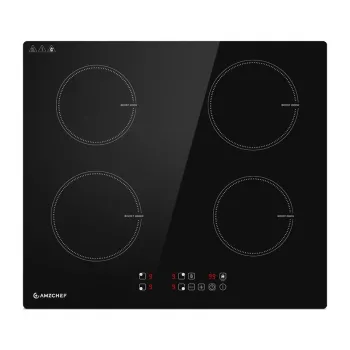 AMZCHEF CE-T-74IB4xyzf-CS επαγωγική εστία 4 ζωνών 7400W εντοιχιζόμενη με booster, χρονοδιακόπτη, κλείδωμα ασφαλείας παιδιών