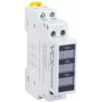 VCX DVM 3-Φασικός Αρθρωτός Δείκτης Τάσης 80-500V AC Ράγα DIN