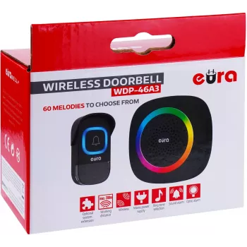 EURA WDP-46A3 Ασύρματο Κουδούνι Πόρτας Σετ Μαύρο
