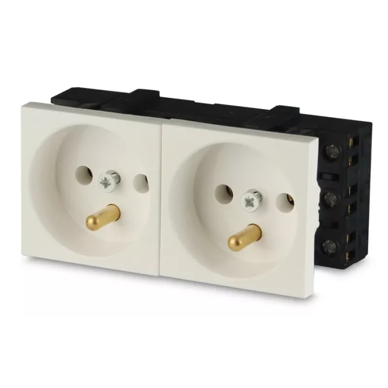 JAVEL Διπλή πρίζα 2M λευκό 16A 250V χωνευτή