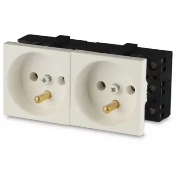 JAVEL Διπλή πρίζα 2M λευκό 16A 250V χωνευτή