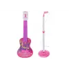 LEAN TOYS Ηλεκτρικό σετ βάσης κιθάρας με μικρόφωνο, με μπαταρία, ροζ