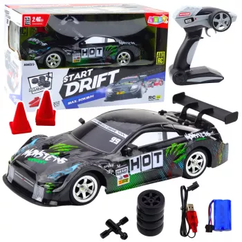 LEAN TOYS Drift Car RC μαύρο πράσινο 30km/h 1:16