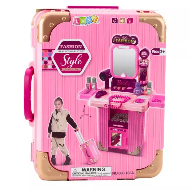 LEAN TOYS Σετ Τουαλέτας σε Βαλίτσα 2 σε 1 Ροζ