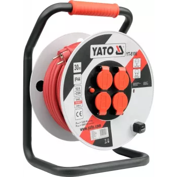 Yato YT-8106 Καλώδιο Επέκτασης 30 m 4 Πρίζες Εσωτερικού/Εξωτερικού Χώρου Μαύρο/Κόκκινο/Λευκό