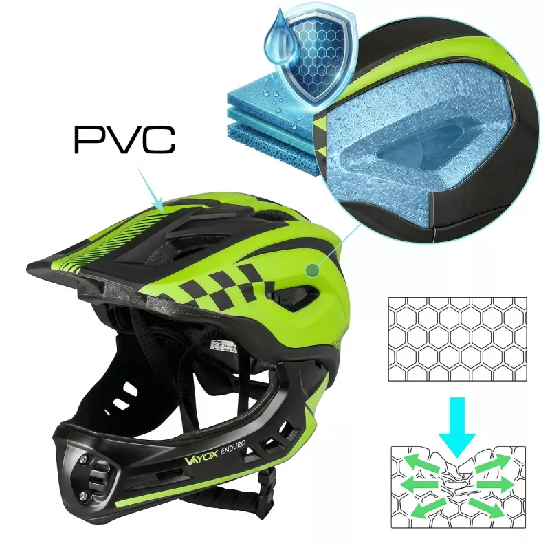 Vayox VA0421GS Κράνος Enduro πράσινο μέγεθος S