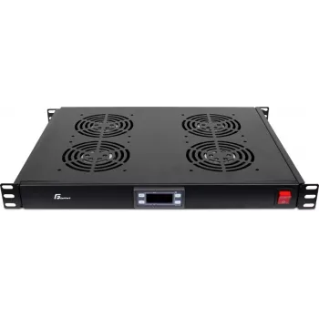 GETFORT GF-FAN4TR Πάνελ rack 1U με 4 ανεμιστήρες ελεγχόμενους από θερμοστάτη, 230V, μαύρο