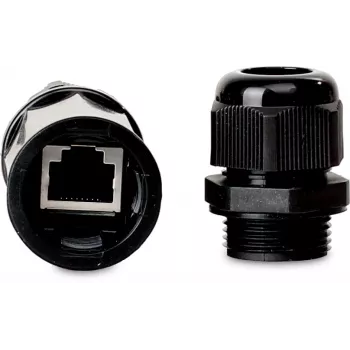 GETFORT Cat.5e Υποδοχή RJ45, θηλυκή-θηλυκή, εξωτερικού χώρου, IP67, θωρακισμένη, μαύρο