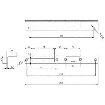 ELEKTRA-PLUS γωνιακή μακριά δεξιά ροζέτα πόρτας, καφέ, 240x40 mm, χάλυβας, βαμμένη, για κύλινδρο κλειδαριάς ευρωπαϊκού προφίλ, επιτοίχια, εσωτερική πόρτα, σειρά 2423
