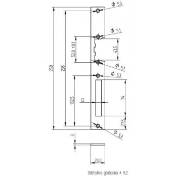 ELEKTRA-PLUS Πλάκα για χωνευτές κλειδαριές, γαλβανισμένη, 200x20mm