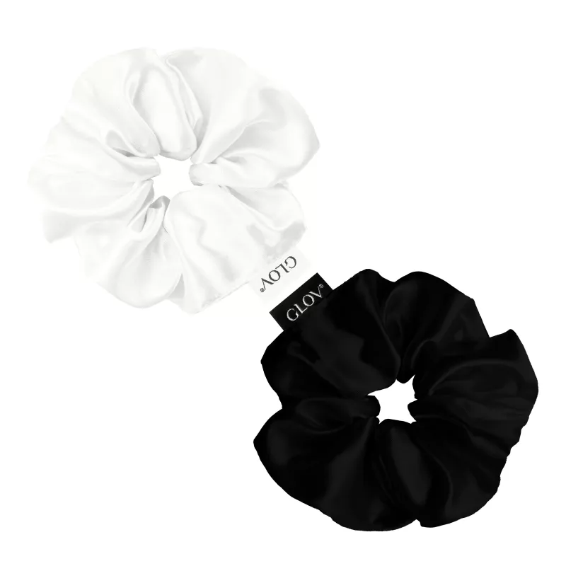 GLOV Satin Scrunchies Λαστιχάκια μαλλιών Medium σαμπάνια/μαύρο 2 τεμ.