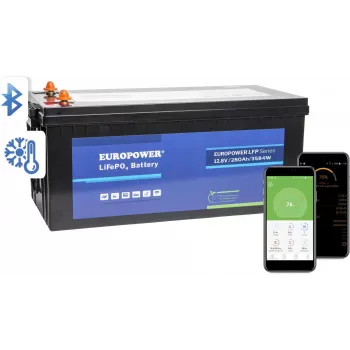 EUROPOWER LFP 12.8V 280Ah Μπαταρία LiFePO4 με Bluetooth και θερμαντικό στρώμα