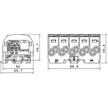 SIMET SIMBLOCK SCB 25-5X μπλοκ διανομής Al/Cu 1x25mm² είσοδος 5x1,5-16mm² έξοδος γκρι