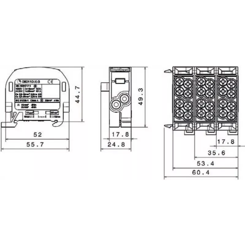 SIMET SCB 25 μπλοκ διακλάδωσης διανομής Al/Cu 80-110 SIMBLOCK, μπλε 81501003