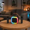 LEAN σετ καραόκε ηχείο Bluetooth δύο μικρόφωνα φώτα LED μαύρο