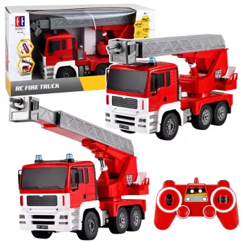 LEAN TOYS πυροσβεστικό όχημα με περιστρεφόμενο βραχίονα 660°, τηλεχειριζόμενο RC 1:20