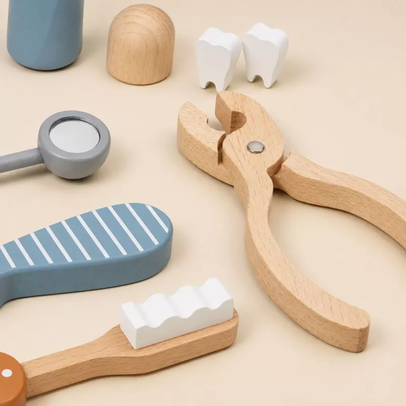LEAN TOYS Ξύλινο Σετ Οδοντιάτρου Μικρός Οδοντίατρος