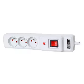 Getfort GF-3A-3M-G Πολύπριζο προστασίας από υπέρταση 3 πρίζες 3m γκρι