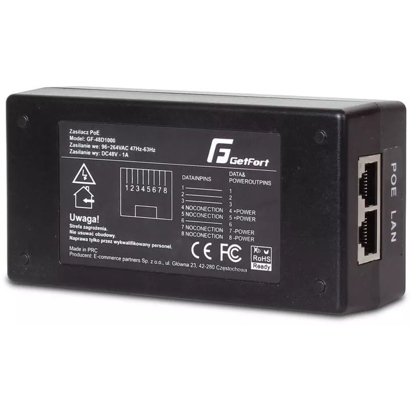 GETFORT GF-48-60W-G Τροφοδοτικό προσαρμογέας Gigabit PoE