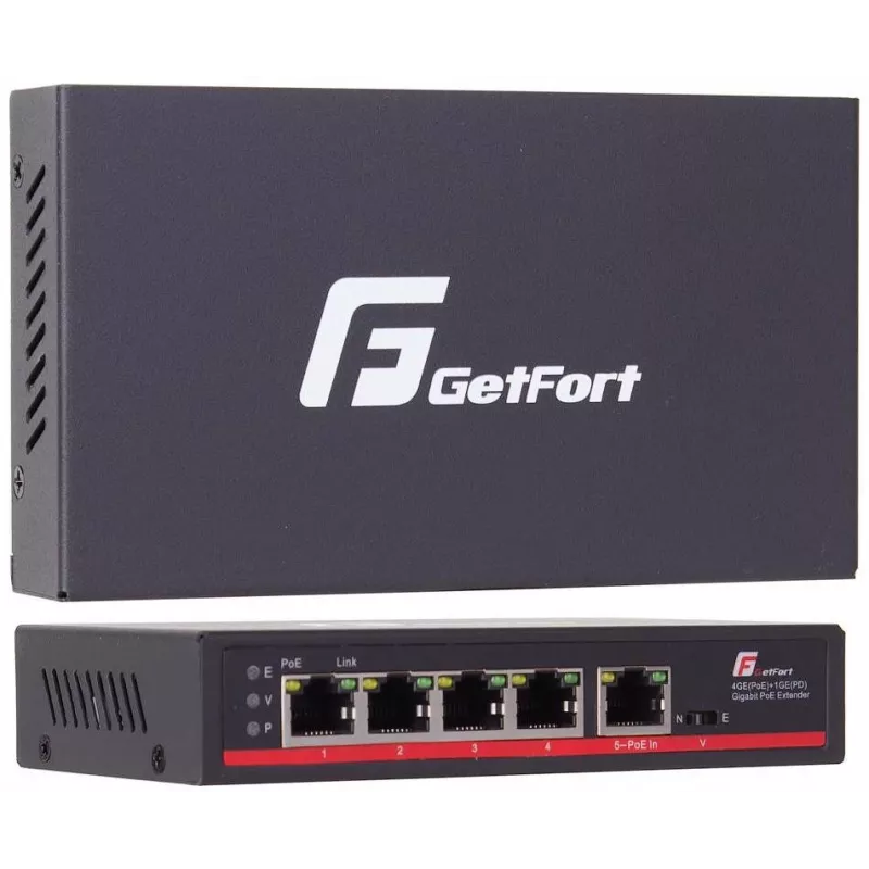 GETFORT GF-105-4PG-PD-90 Διακόπτης PoE 4 GE + 1 GE 90W (PoE-In)