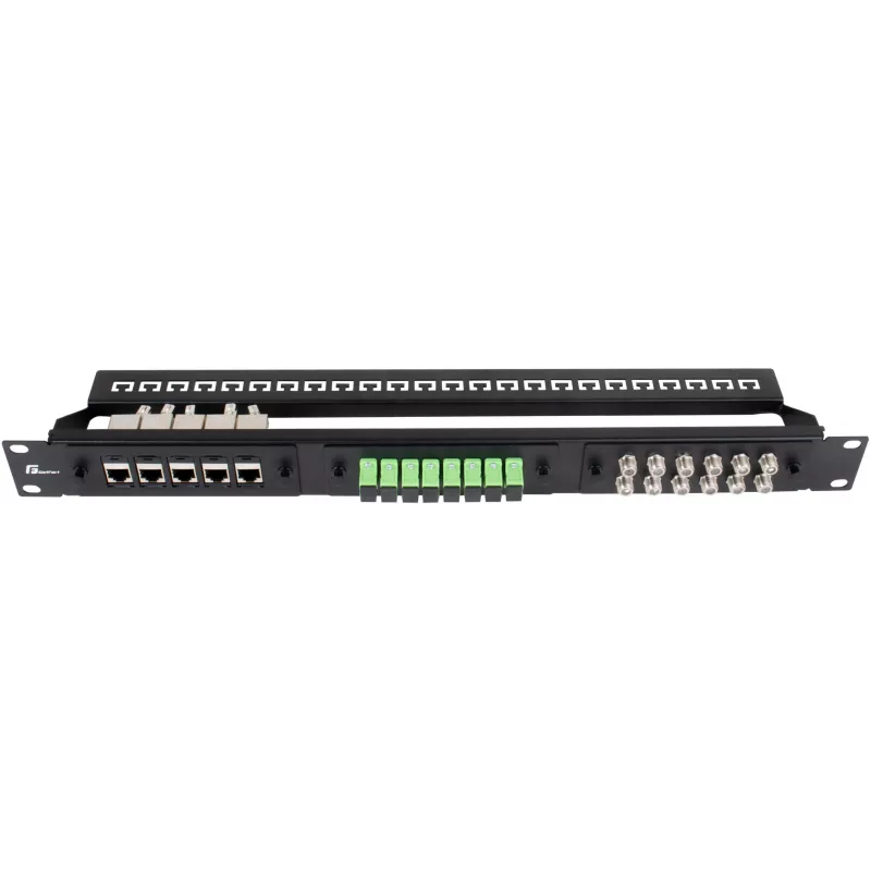Getfort patch panel αρθρωτό 1U 24 θυρών μαύρο