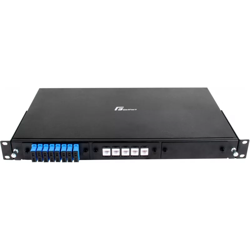 GETFORT GF-FO-MOD patch panel οπτικών ινών για rack 1U 19 ιντσών, 3 υποδοχές μονάδων, μαύρο